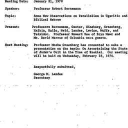 Minutes, 1970-01-21. The St...