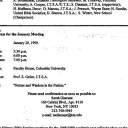 Announcements, 1999-01-20. ...