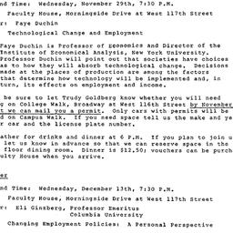 Announcements, 1989-11-29. ...