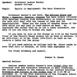 Announcements, 1992-09-21. ...