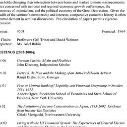 Schedules. Economic History...