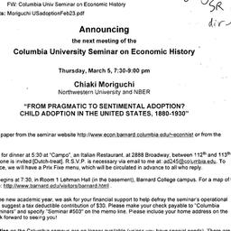Announcements, 2009-03-05. ...