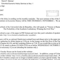 Announcements, 2007-11-01. ...