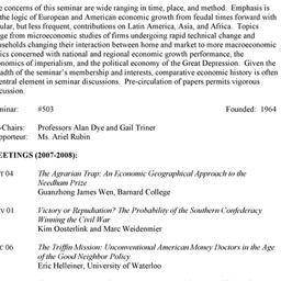 Schedules. Economic History...