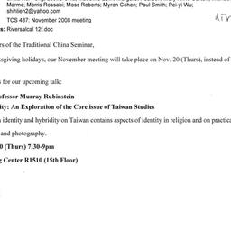 Announcements, 2008-11-27. ...