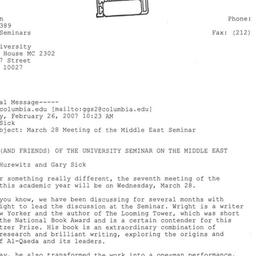 Announcements, 2007-03-28. ...