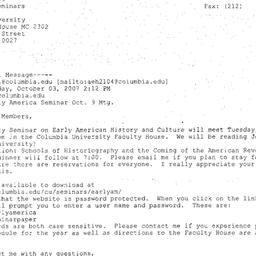 Announcements, 2007-10-09. ...