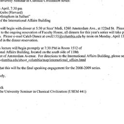 Announcements, 2009-04-16. ...
