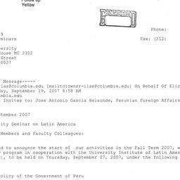 Announcements, 2007-09-27. ...