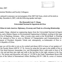 Announcements, 2007-12-06. ...