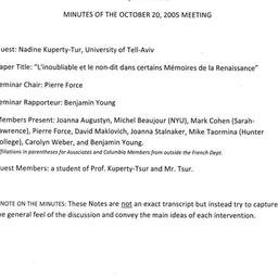 Minutes, 2005-10-20. Post-C...