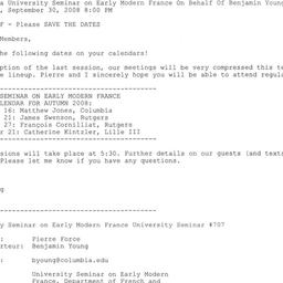 Announcements, 2008-09-30. ...