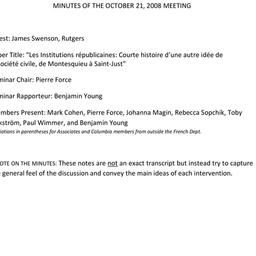 Minutes, 2008-10-21. Post-C...