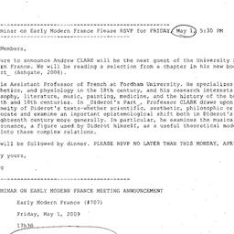 Announcements, 2009-05-01. ...