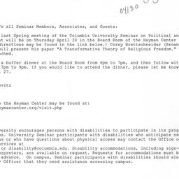 Announcements, 2009-04-30. ...