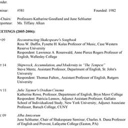 Schedules. Shakespeare, sem...