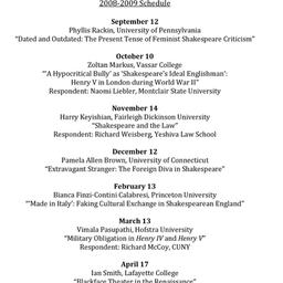 Schedules. Shakespeare, sem...