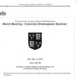 Announcements, 2009-03-13. ...