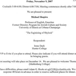 Announcements, 2007-11-09. ...