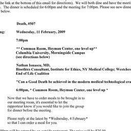 Announcements, 2009-02-11. ...