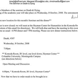 Announcements, 2008-10-08. ...