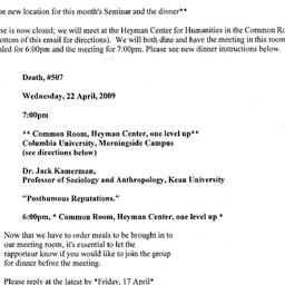 Announcements, 2009-04-22. ...
