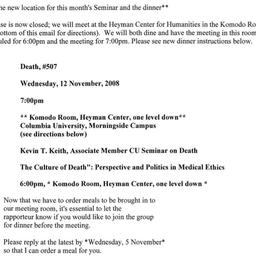 Announcements, 2008-11-12. ...