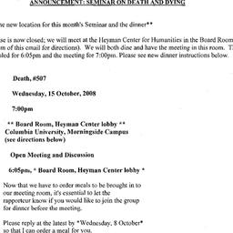 Announcements, 2008-10-15. ...
