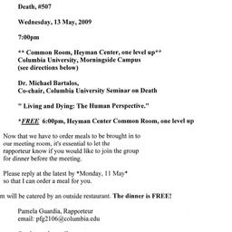 Announcements, 2009-05-13. ...