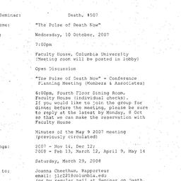 Announcements, 2007-10-10. ...
