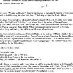 Announcements, 2008-10-20. ...