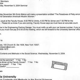 Announcements, 2005-11-09. ...