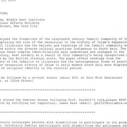 Announcements, 2009-04-13. ...
