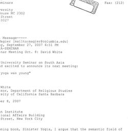 Announcements, 2007-10-08. ...