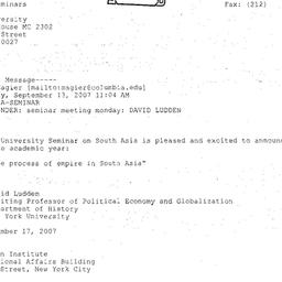 Announcements, 2007-09-17. ...