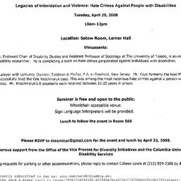 Announcements, 2008-04-29. ...