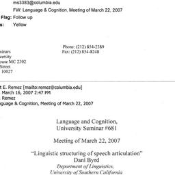 Announcements, 2007-03-22. ...