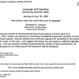 Announcements, 2009-04-30. ...