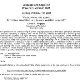 Announcements, 2008-10-30. ...