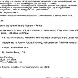 Announcements, 2008-11-04. ...