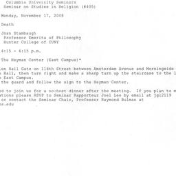 Announcements, 2008-11-17. ...