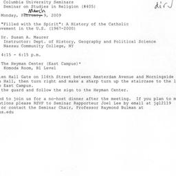 Announcements, 2009-03-09. ...