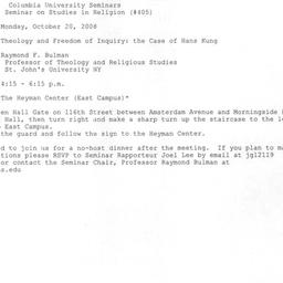 Announcements, 2008-10-20. ...