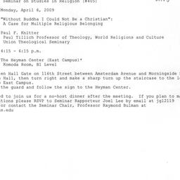 Announcements, 2009-04-06. ...