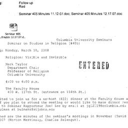 Announcements, 2008-03-10. ...