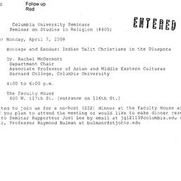 Announcements, 2008-04-07. ...