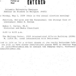 Announcements, 2008-05-05. ...