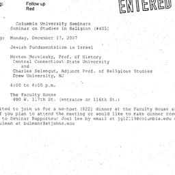 Announcements, 2007-12-17. ...