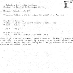 Announcements, 2007-11-12. ...