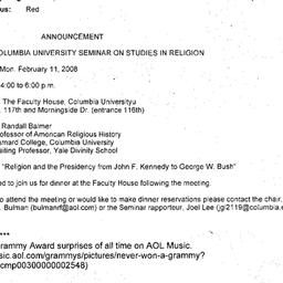 Announcements, 2008-02-11. ...